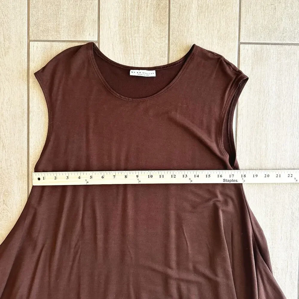 Bryn Walker Zia Rayon Tunic Dress Medium Brown Oversized Lagenlook Minimalist - Picture 8 of 10